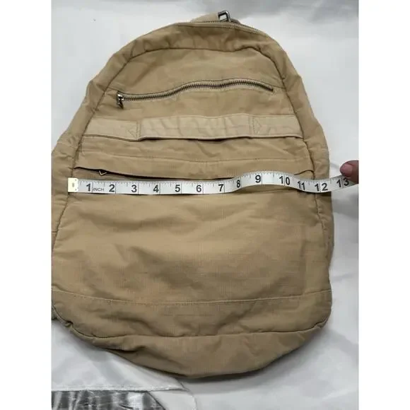 Vintage Eddie Bauer Nylon Backpack Crossbody Convertible Beige Gorpcore Hiking